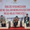 DIALOG. Anggota DPRD Jawa Barat  H. Dadan Hidayatulloh, S.Ag.,M.Ipol saat menjadi pemateri pada acara dialog kebangsaan bersama PWNU Jabar, Sabtu (18/12)
