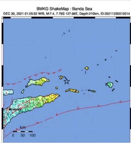 Gempa 7,4 M Guncang Maluku Barat Daya
