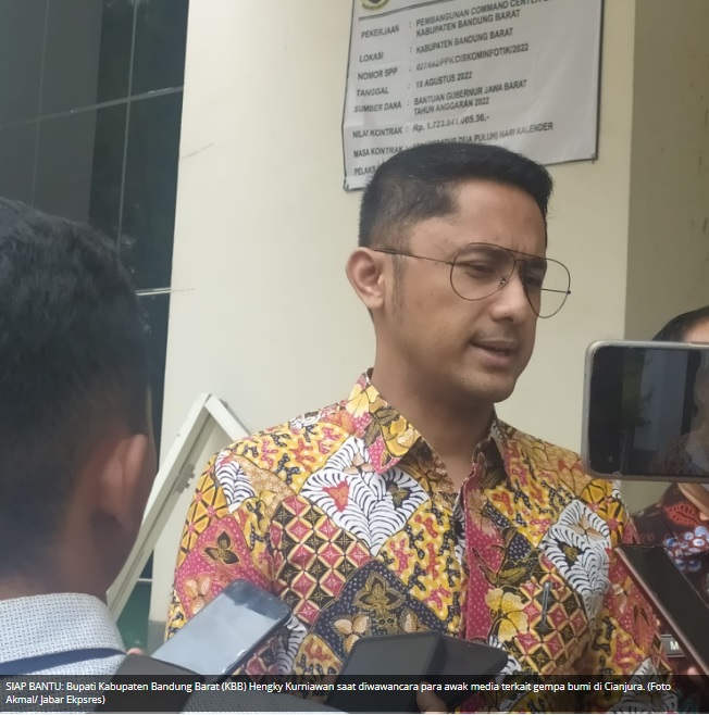 Hengky Kurniawan Bupati Bandung Barat, menyampaikan kesiapannya untuk menampung pasien korban gempa di Cianjur. RSUD di KBB SIap melayani pasien (foto Jabar Ekspres)