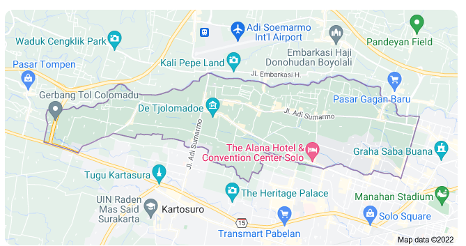 peta lokasi colomadu berdasarkan google map