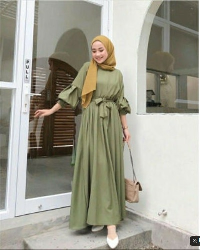 Baju Hijau Daun Cocok dengan Jilbab Warna Olive ( foto shopee.co.id)