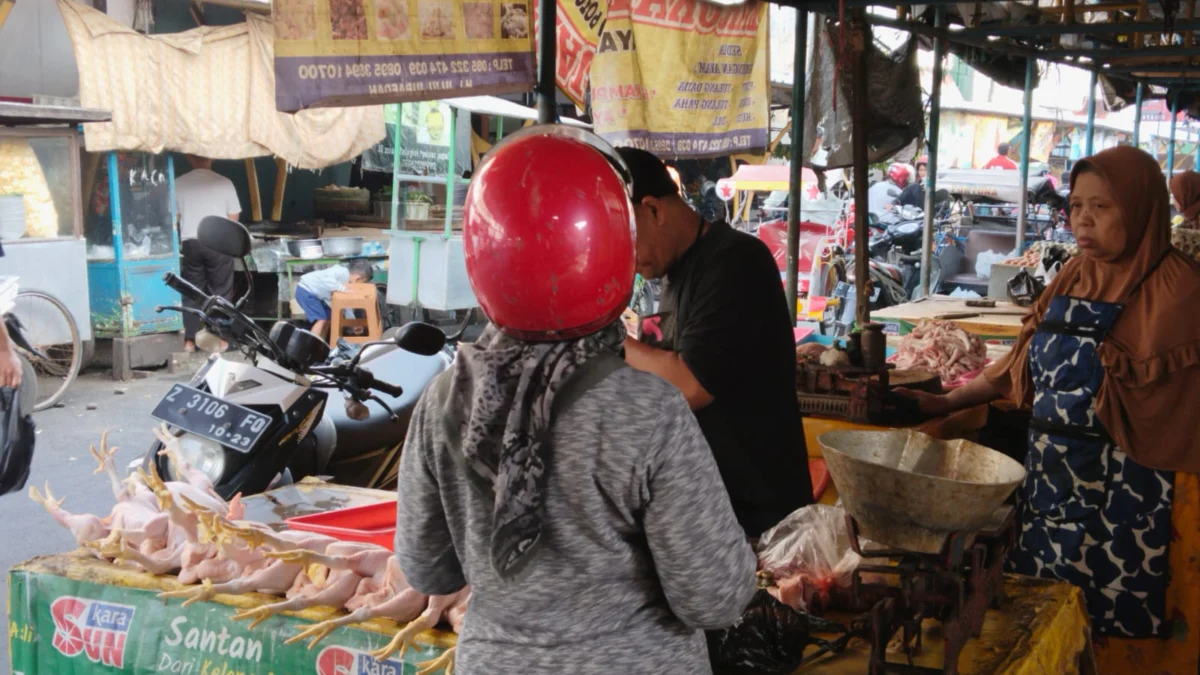 Harga daging ayam di pasaran Garut masih mahal kendati ada penurunan