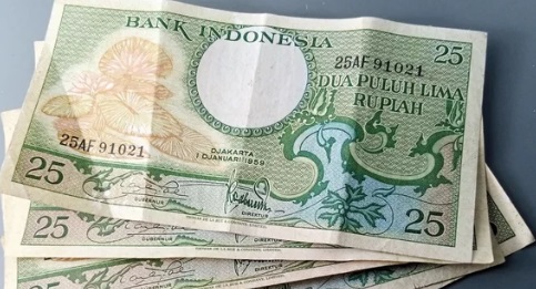 Jual Sekarang! Uang Kuno Indonesia Rp25 Tahun 1959 Seharga Emas Batangan