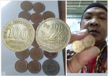 Teguh warga Kota Depok mempunyai koin kuno Rp100 Rumah Gadang dan sejumlah koin kuno lain yang siap jual