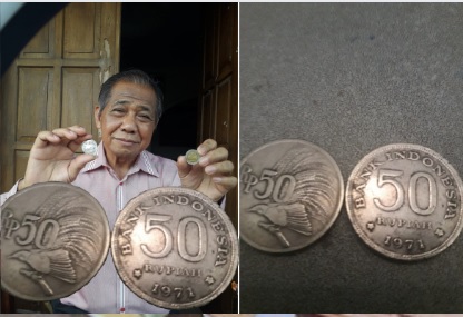 Yuwono mempunyai uang koin kuno 50 rupiah gambar burung Cendrawasih seharga Rp25 juta