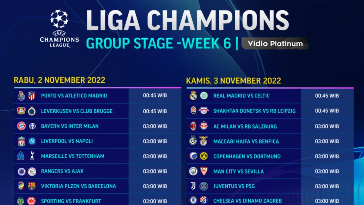 Ini Dia Jadwal Liga Champions Matchweek 6 2023/2024, Pertandingan Menarik yang Tak Boleh Dilewatkan!